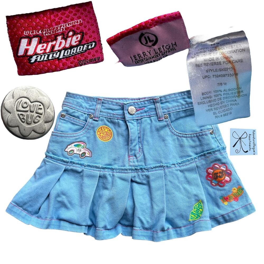 Disney Herbie Fully Loaded Love Bug Denim Skort Kids Sz 7/8 M